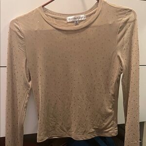 Madden Girl Beige Embellished Long Sleeve Tee